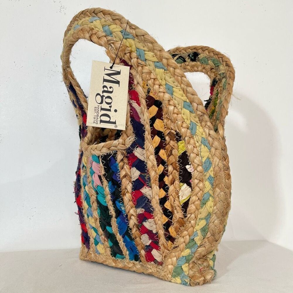NWT Magid Jute Handbag Boho Beach Vibes Satchel Braided Woven Mixed Media Bag